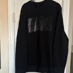A/X Armani Exchange Black Crewneck with Gloss Logo Panel
